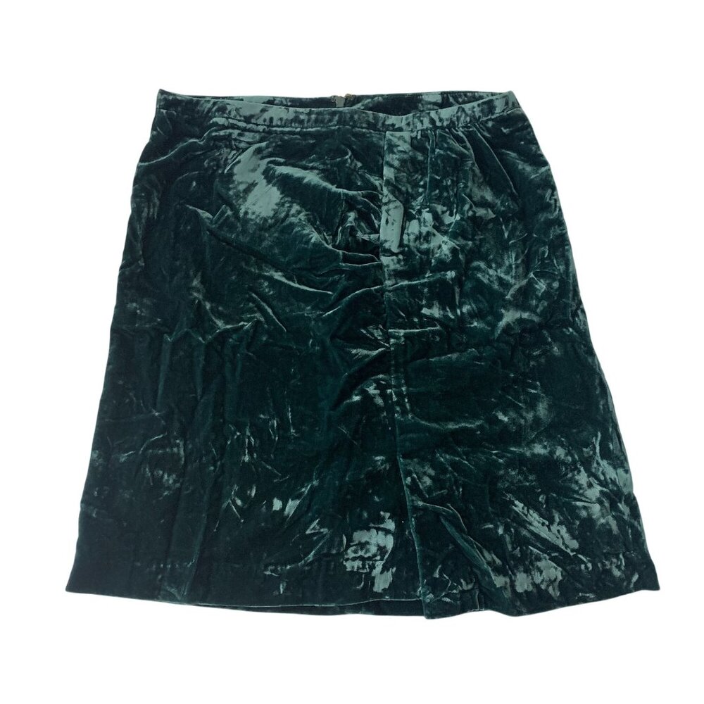 Anthropologie Velvet Mini Skirt in Deep Green